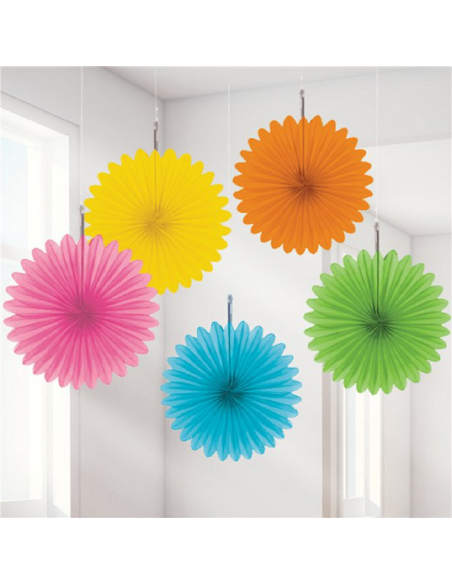 5 Regenbogen-Papier-Partyfächer - Regenbogen-Partydekorationen - Bellefete.ch