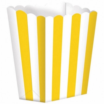 scatola di popcorn a strisce gialle
