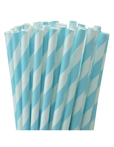 Pailles bleu ciel rayures