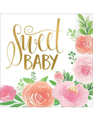 Florale Vintage Partyservilien "Dolce Petite Fille" - Partyartikel - Bellefete.ch