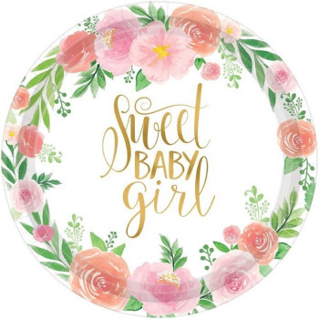Piatti grandi "Dolce bambina" - Decorazione Baby Shower - Bellefete.ch - Svizzera
