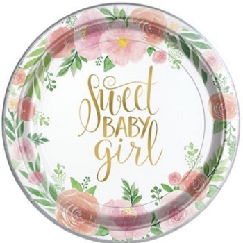 Assiettes à dessert "Douce Petite Fille" - Déco de table florale - Bellefete.ch