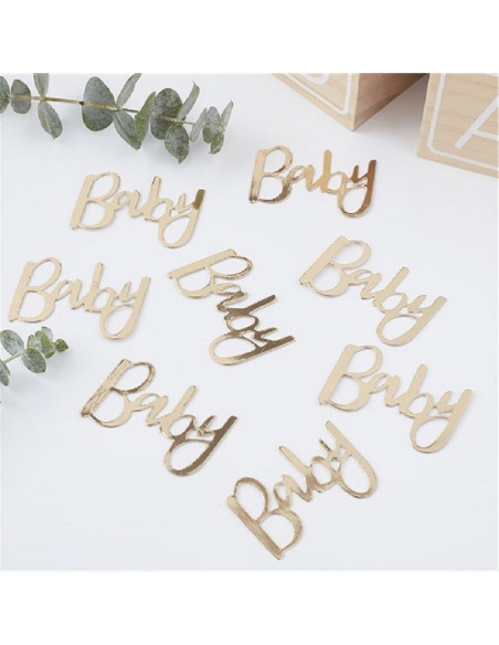 Party Konfetti "Baby" in Gold - Baby Shower Tischdekoration
