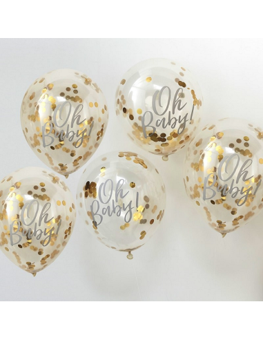 OH BABY GOLD KONFETTI BALLONS