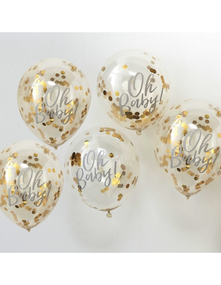 OH BABY GOLD KONFETTI BALLONS