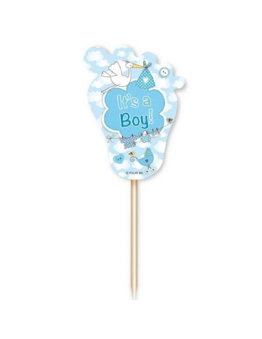 Blaue Storchstäbchen für die Babyparty