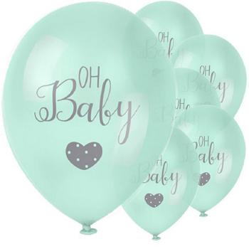 Oh Baby mintgrüne Latex Luftballons - Babyparty Dekoration, Taufe, 1. Geburtstag - Bellefete.ch