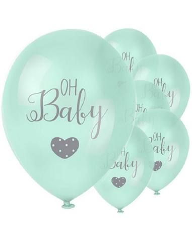 Oh Baby mintgrüne Latex Luftballons - Babyparty Dekoration, Taufe, 1. Geburtstag - Bellefete.ch