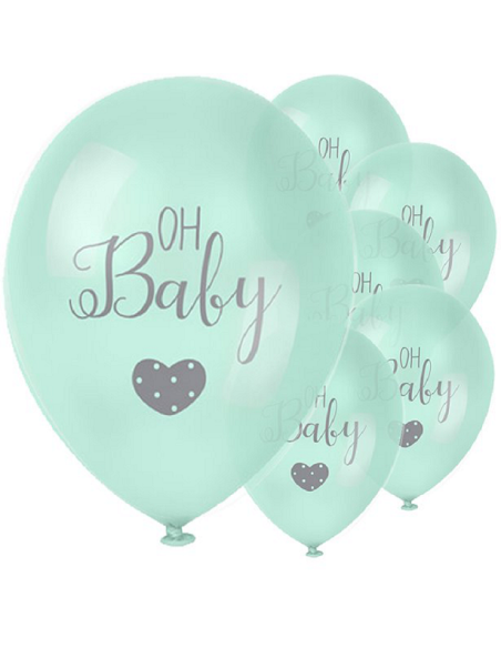 Oh Baby mintgrüne Latex Luftballons - Babyparty Dekoration, Taufe, 1. Geburtstag - Bellefete.ch