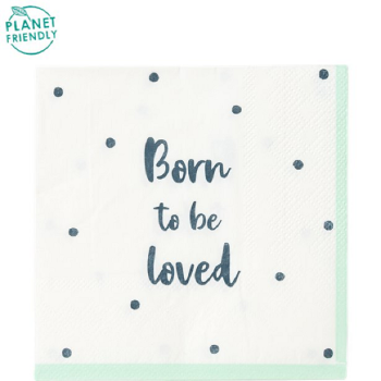 Serviettes Baby shower "Born to be loved" - Déco de fête naissance - Bellefete.ch