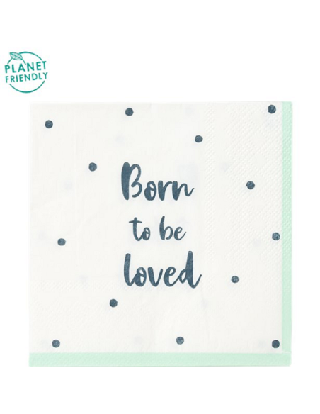 Serviettes Baby shower "Born to be loved" - Déco de fête naissance - Bellefete.ch