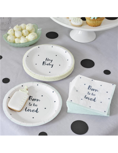 Servietten Born to be loved Mintgrün 20 Stk. 25x25cm | BelleFete.ch