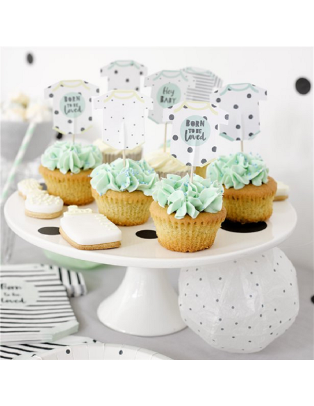 Stuzzicadenti per torte "Nati per essere amati" - Baby Shower