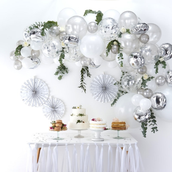 Kit d'arche de ballons Argentée - 70 ballons - Arches de ballons pour fête - Bellefete.ch