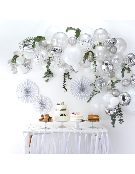 Kit arco di palloncini Argentée - 70 palloncini - Archi di palloncini per feste - Bellefete.ch Kit arco di palloncini Argentée - 70 palloncini - Archi di palloncini per feste - Bellefete.ch