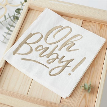 Serviettes de fête Baby Shower "Oh Baby" - Livraison en Suisse