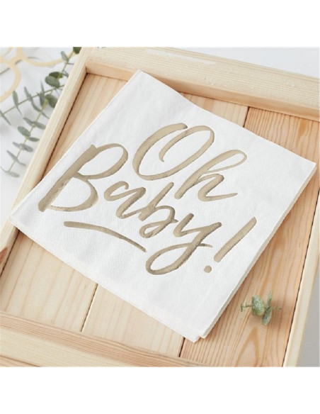 Serviettes de fête Baby Shower "Oh Baby" - Livraison en Suisse