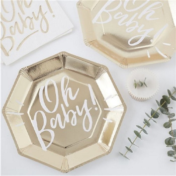 Assiettes Baby Shower “Oh Baby” – décoration table fête naissance | BelleFete.ch