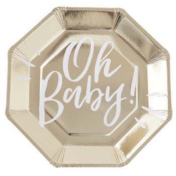 Assiettes Baby Shower “Oh Baby” – décoration table fête naissance | BelleFete.ch 2