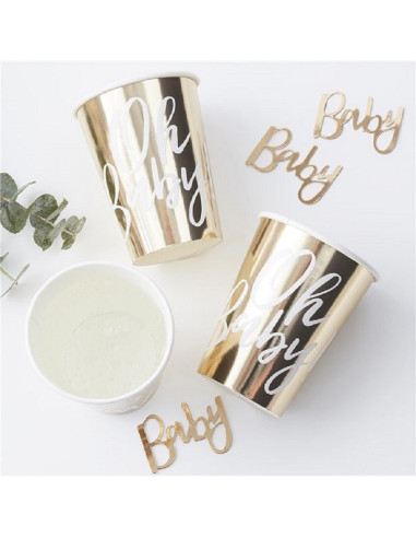 Bicchieri Baby Shower “Oh Baby” – decorazione tavola festa nascita | BelleFete.ch
