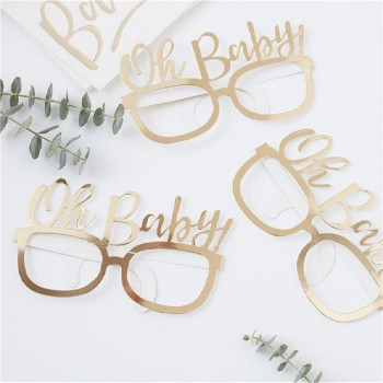 Occhiali dorati per baby shower - Accessori per feste