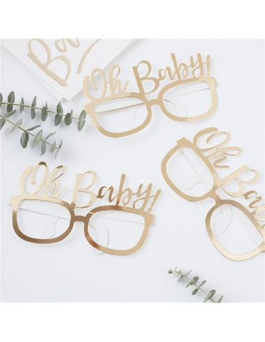 Occhiali dorati per baby shower - Accessori per feste