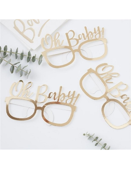 Occhiali dorati per baby shower - Accessori per feste