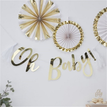 Partygirlande „Oh Baby“ mit Pompons - Baby Shower - Schweiz