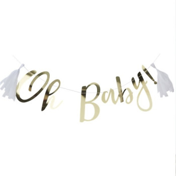 Guirlande de fête "Oh Baby" avec pompons - Baby Shower - Suisse 2