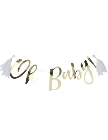 Guirlande chic dorée pour baby shower et fête de naissance en Suisse
