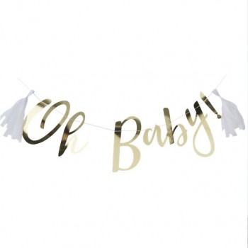 Elegante ghirlanda dorata per baby shower e feste di nascita in Svizzera