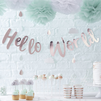 Ghirlanda Baby Shower "Hello World" - Baby Shower - Bellefete.ch - Svizzera