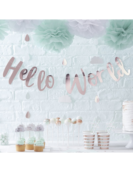 Ghirlanda Baby Shower "Hello World" - Baby Shower - Bellefete.ch - Svizzera