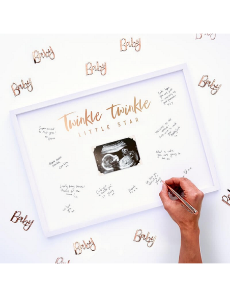 Signiertes goldenes Buch für Babyparty Signiertes goldenes Buch für Babyparty
