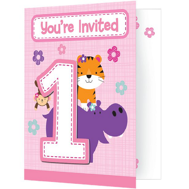 Inviti per il primo compleanno di una ragazza rosa