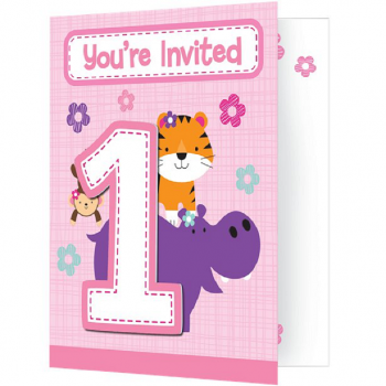 Rosa Einladungen zum 1. Geburtstag eines Mädchens