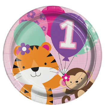 Teller 1. Geburtstag Mädchen & Tiere - Partydekoration zum ersten Geburtstag - Bellefete.ch - Schweiz