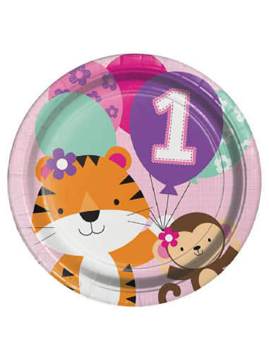 Piatti 1° Compleanno Ragazza & Animali - Decorazione festa primo compleanno - Bellefete.ch - Svizzera