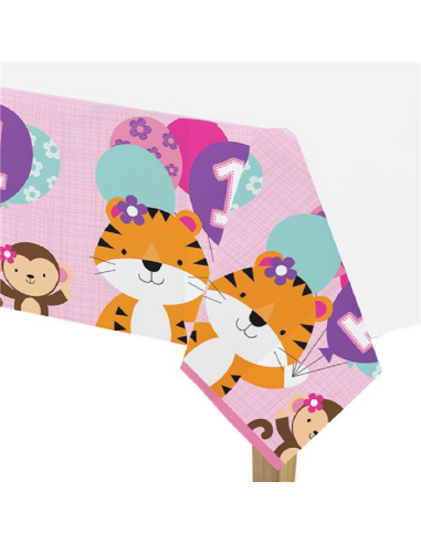 Tovaglia 1° Compleanno Ragazza & Animali - Decorazione di festa - Bellefete.ch - Svizzera