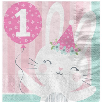 Tovaglioli "1° Compleanno Ragazza & Coniglio" - Decorazione primo compleanno - Bellefete.ch - Svizzera