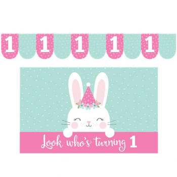 Decorazioni per seggiolone 1° compleanno coniglietto
