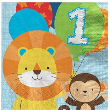 Serviettes "1er Anniversaire Garçon & Safari" - Décorations premier anniversaire - Bellefete.ch - Suisse