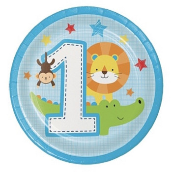 Piatti da dessert "1° Compleanno Ragazzo & Safari" - Decorazioni primo anniversario - Bellefete.ch - Svizzera
