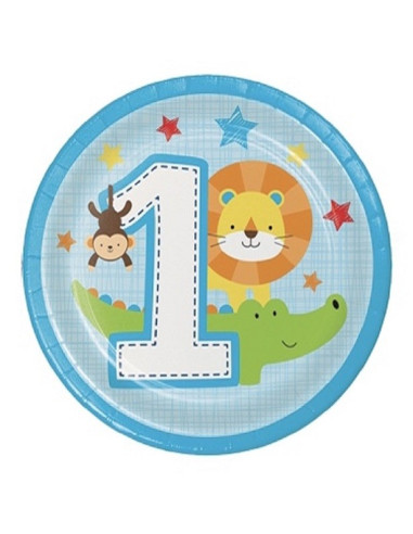 Piatti da dessert "1° Compleanno Ragazzo & Safari" - Decorazioni primo anniversario - Bellefete.ch - Svizzera