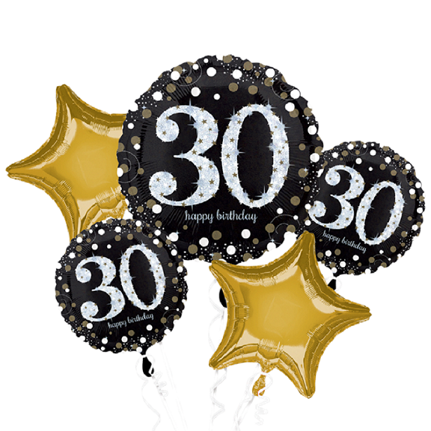 Strauß Aluminiumballons zum 30. Geburtstag