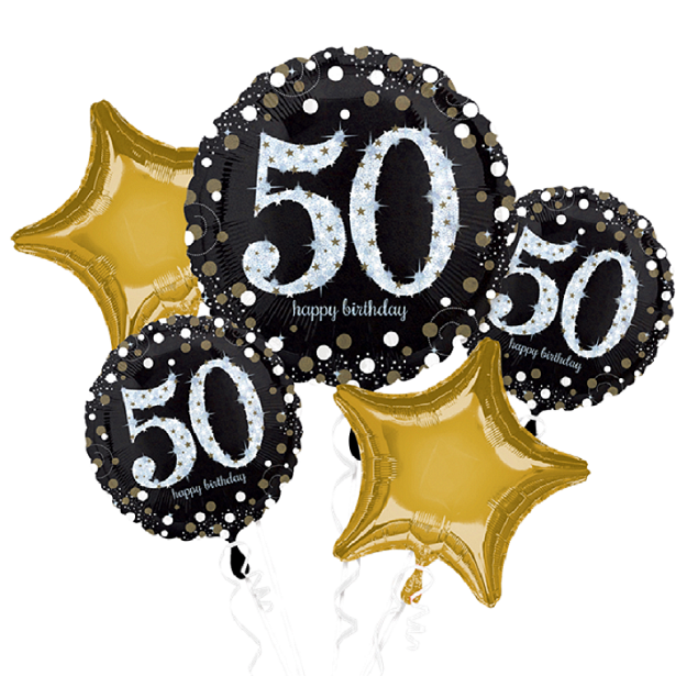 Bouquet de ballons anniversaire 50 ans aluminium