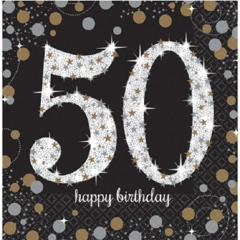 Geburtstagsserviertten 50 Jahre "Happy Birthday" - Partydekoration für Erwachsene - Bellefete.ch - Schweiz