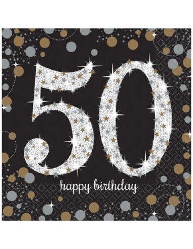 Geburtstagsserviertten 50 Jahre "Happy Birthday" - Partydekoration für Erwachsene - Bellefete.ch - Schweiz