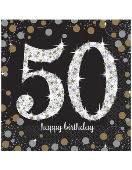 Serviettes d'anniversaire 50 ans « Happy Birthday » - Décoration de fête adulte - Bellefete.ch - Suisse