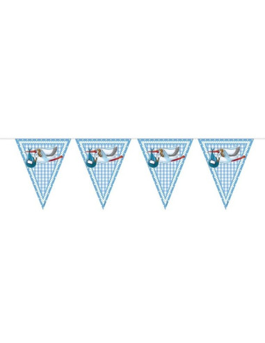Ghirlanda di cicogna blu per baby shower